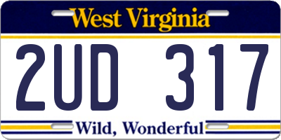 WV license plate 2UD317