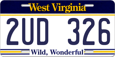 WV license plate 2UD326