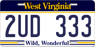 WV license plate 2UD333
