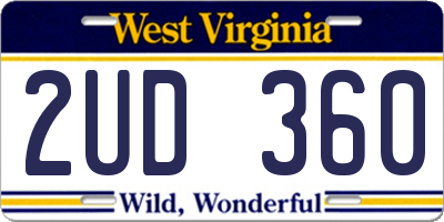 WV license plate 2UD360