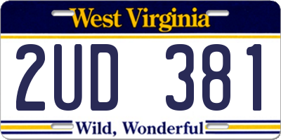 WV license plate 2UD381
