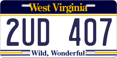 WV license plate 2UD407