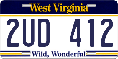 WV license plate 2UD412