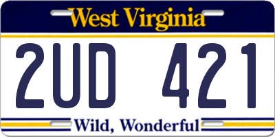 WV license plate 2UD421