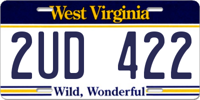 WV license plate 2UD422