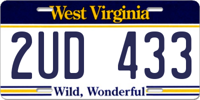 WV license plate 2UD433
