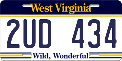 WV license plate 2UD434