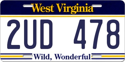 WV license plate 2UD478