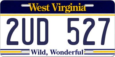 WV license plate 2UD527