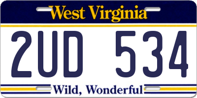 WV license plate 2UD534