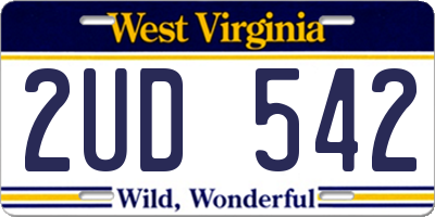 WV license plate 2UD542
