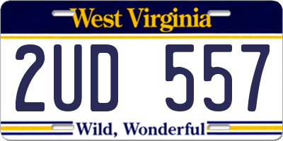 WV license plate 2UD557