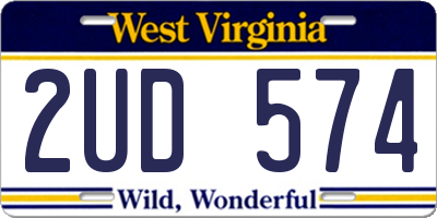 WV license plate 2UD574