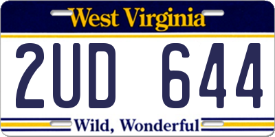 WV license plate 2UD644