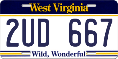 WV license plate 2UD667