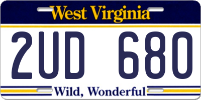 WV license plate 2UD680