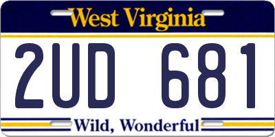 WV license plate 2UD681