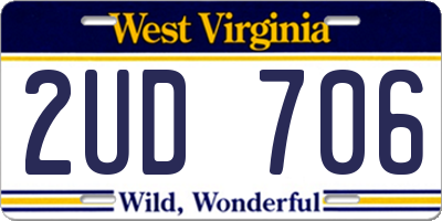 WV license plate 2UD706