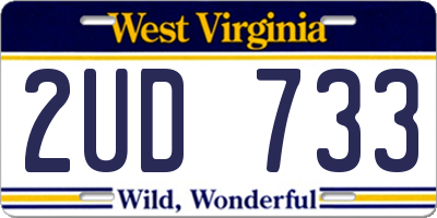 WV license plate 2UD733