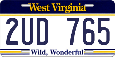 WV license plate 2UD765