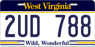 WV license plate 2UD788