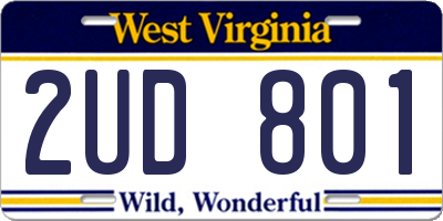 WV license plate 2UD801