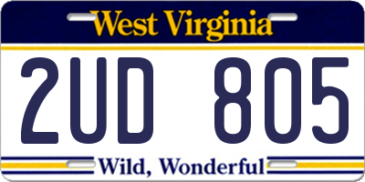 WV license plate 2UD805