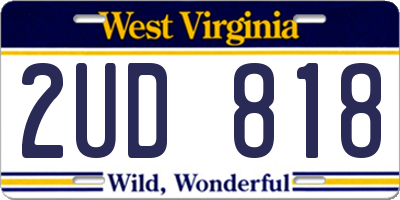 WV license plate 2UD818