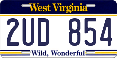 WV license plate 2UD854