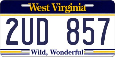 WV license plate 2UD857