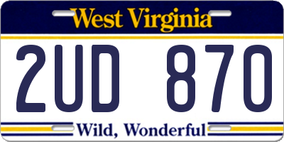WV license plate 2UD870