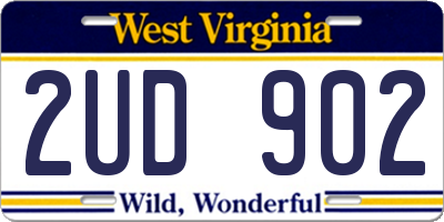 WV license plate 2UD902