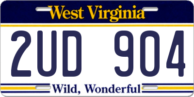 WV license plate 2UD904