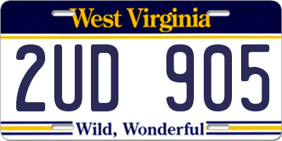 WV license plate 2UD905