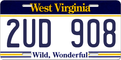 WV license plate 2UD908