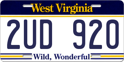WV license plate 2UD920