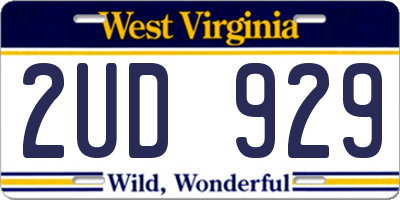 WV license plate 2UD929
