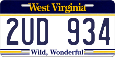 WV license plate 2UD934