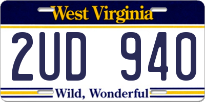 WV license plate 2UD940