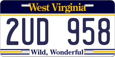 WV license plate 2UD958