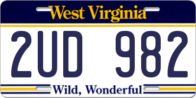 WV license plate 2UD982