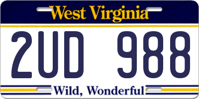 WV license plate 2UD988