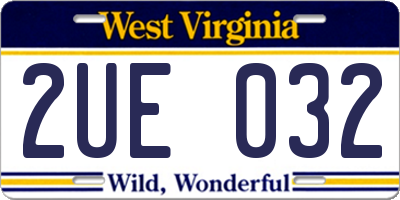 WV license plate 2UE032