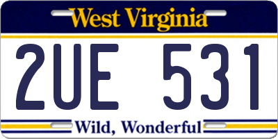 WV license plate 2UE531
