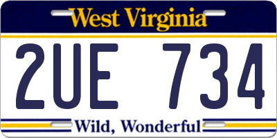 WV license plate 2UE734