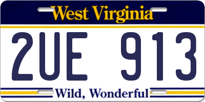 WV license plate 2UE913