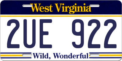 WV license plate 2UE922