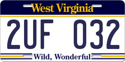WV license plate 2UF032