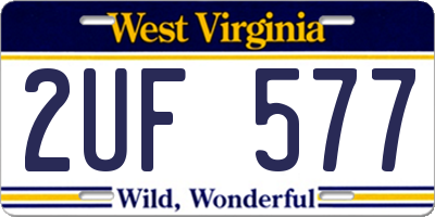 WV license plate 2UF577
