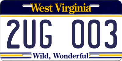 WV license plate 2UG003
